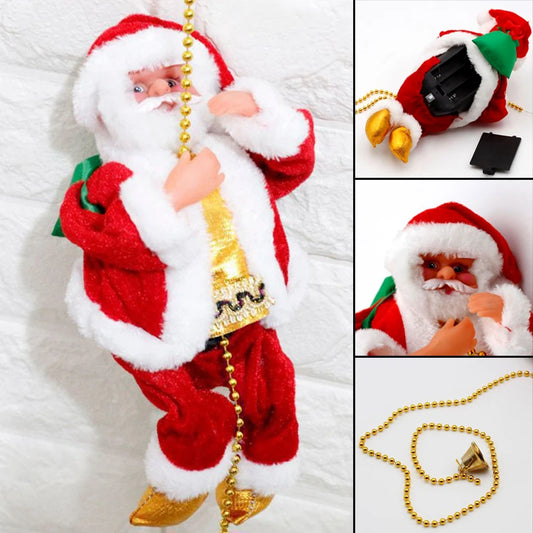 Electric Santa Claus Climbing Ladder Electric Santa Claus Climbing Rope Ladder Indoor Outdoor Christmas Holiday Home Decor